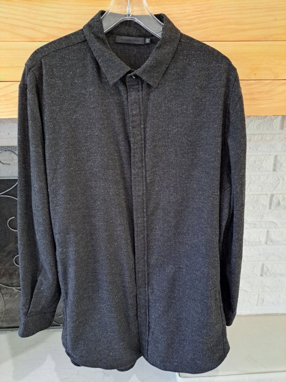 Alexander Wang Wool-Blend Flannel Oversized Shirt Button-Up Grey Size L Mens